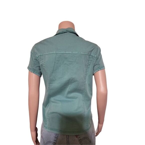 Pulp women's aqua button-down short sleeve casual top M - Picture 5 of 7